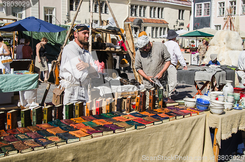 Image of Master crafts sell their products on the medieval market