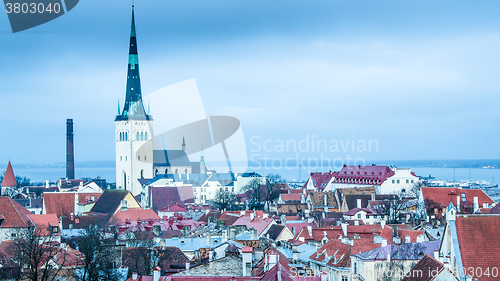 Image of View of the roofs and spiers of old churches of Tallinn