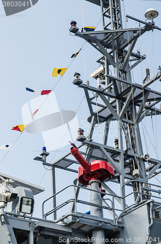 Image of Mast and fire engine of the fire ship