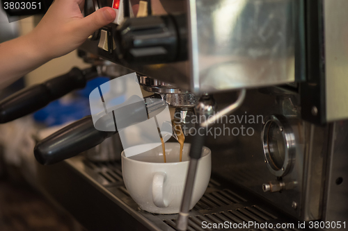 Image of preparing coffee in cafe