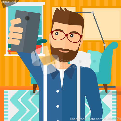 Image of Man making selfie.