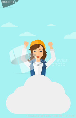 Image of Woman sitting on cloud.