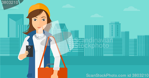 Image of Woman using smartphone.