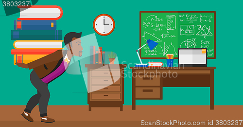 Image of Man with pile of books.