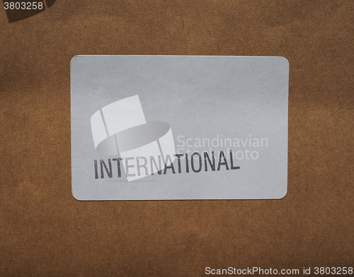 Image of International label on packet