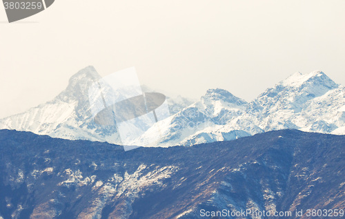 Image of View of Italian Alps in Aosta Valley, Italy