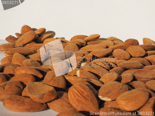 Image of Almonds dried fruit with copy space