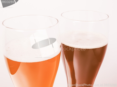 Image of Retro looking Two glasses of German beer