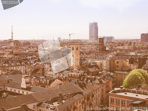 Image of Retro looking Aerial view of Turin