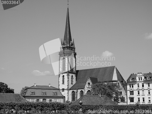 Image of Black and white St Elizabeth church in Darmstadt