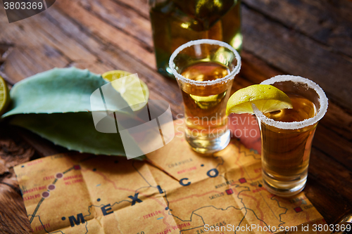 Image of Tequila shot with lime and sea salt 