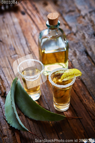 Image of Tequila shot with lime and sea salt 