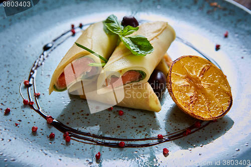 Image of Crepes with smoked salmon 