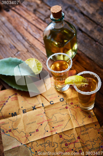 Image of Tequila shot with lime and sea salt 