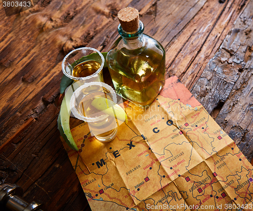 Image of Tequila shot with lime and sea salt 