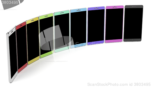 Image of Group of colorful smartphones