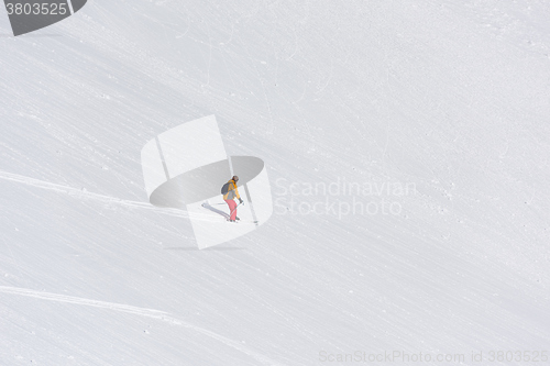 Image of freeride skier skiing in deep powder snow