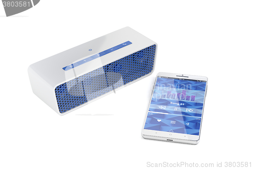 Image of Smartphone and portable speaker