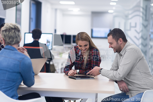 Image of startup business team on meeting at modern office