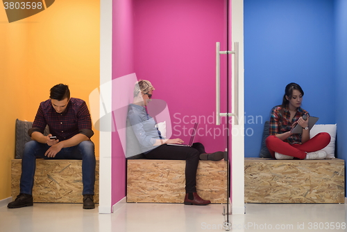 Image of group of business people in creative working  space