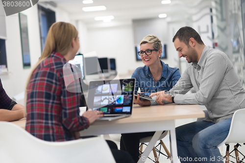 Image of startup business team on meeting at modern office