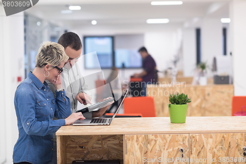 Image of startup business team on meeting at modern office