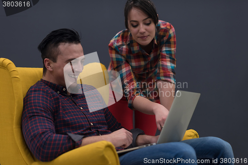 Image of startup business team on meeting at modern office