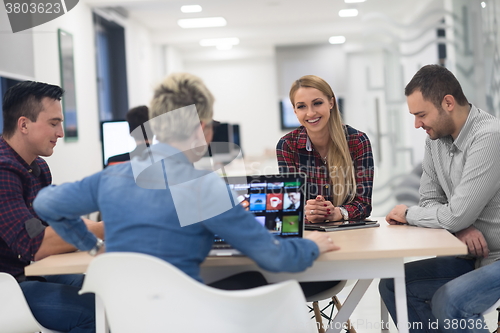 Image of startup business team on meeting at modern office