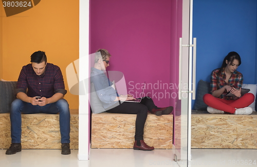 Image of group of business people in creative working  space