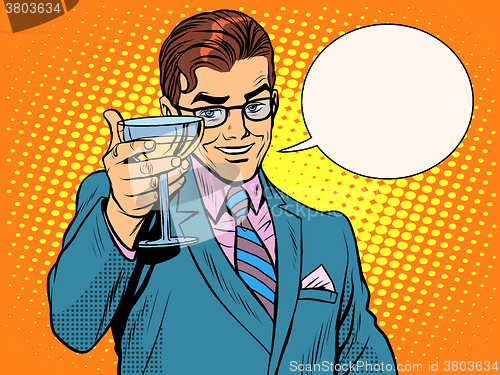 Image of cheers man drinks alcohol cocktail party