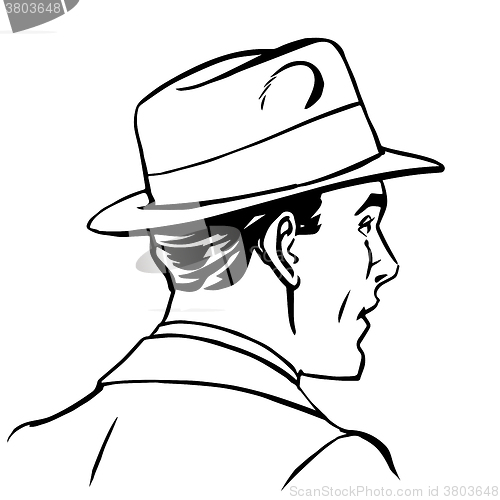 Image of man hat profile line art