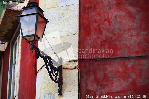 Image of Typical metal street lamp at Lisbon (Portugal).