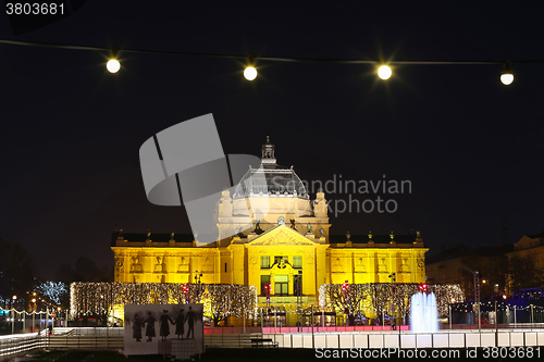 Image of Art Pavilion illuminated at night