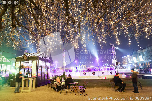 Image of Illuminated treetop at advent time