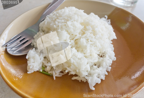 Image of steamed rice in plate