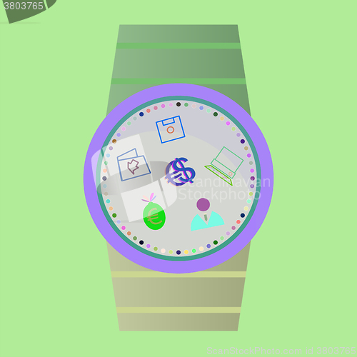 Image of Smart watch with apps icons