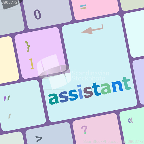 Image of assistant word on keyboard key, notebook computer vector illustration