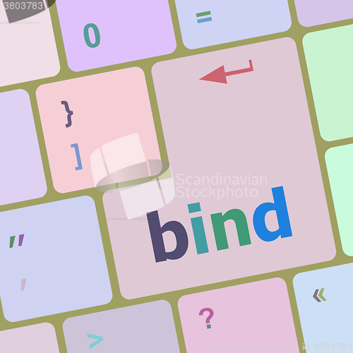 Image of bind word on keyboard key, notebook computer button vector illustration