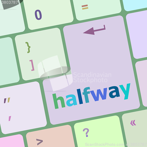 Image of halfway word on computer pc keyboard key vector illustration