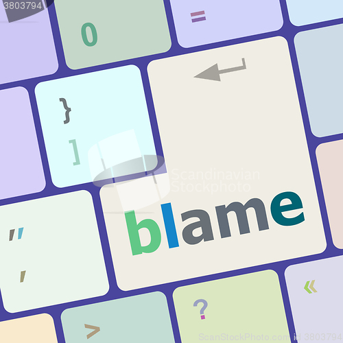 Image of blame button on computer pc keyboard key vector illustration