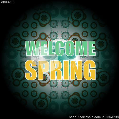 Image of Welcome Spring Holiday Card. Welcome Spring Vector. Love background. Spring Holiday Graphic. Welcome Spring Art. Spring Holiday Drawing