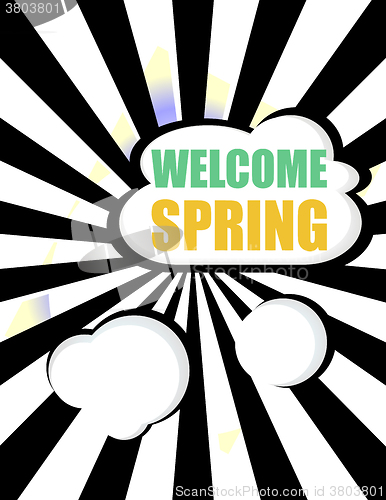 Image of Welcome Spring Holiday Card. Welcome Spring Vector. Welcome Spring background. Spring Holiday Graphic. Welcome Spring Art. Spring Holiday Drawing