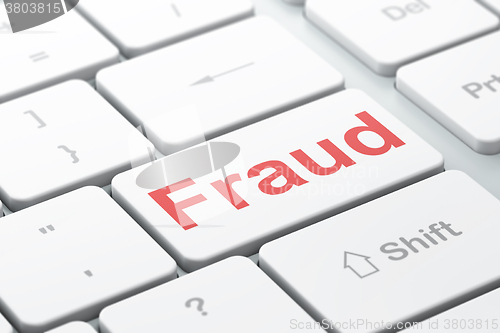 Image of Safety concept: Fraud on computer keyboard background