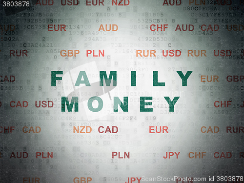 Image of Currency concept: Family Money on Digital Paper background