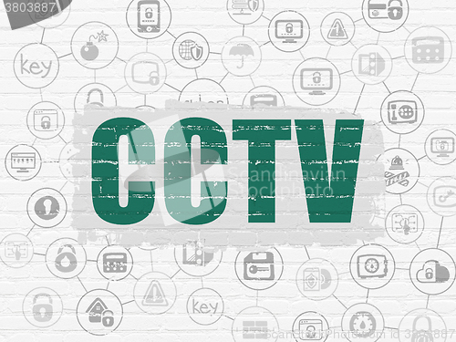 Image of Privacy concept: CCTV on wall background