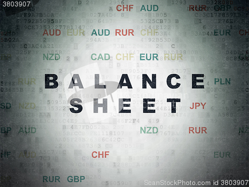Image of Currency concept: Balance Sheet on Digital Paper background