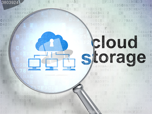 Image of Security concept: Cloud Network and Cloud Storage with optical glass