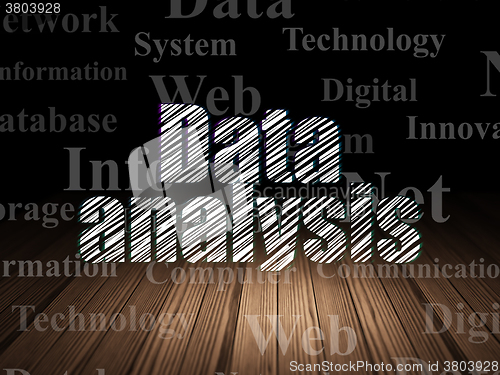 Image of Data concept: Data Analysis in grunge dark room