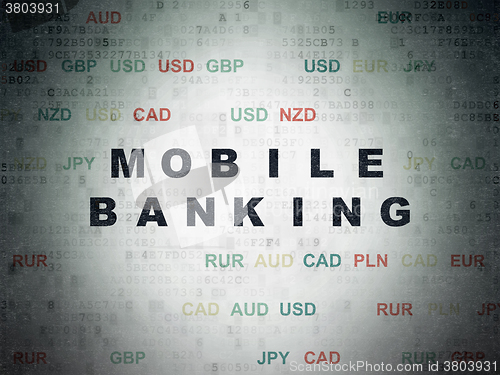 Image of Banking concept: Mobile Banking on Digital Paper background