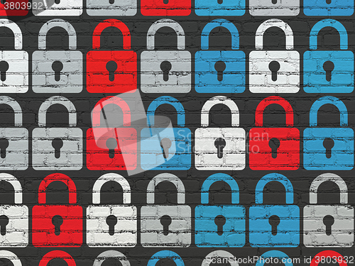 Image of Information concept: Closed Padlock icons on wall background